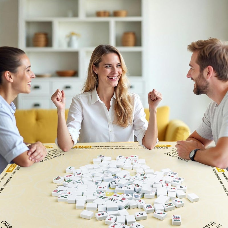 SiDreea Mahjong Mat, 32.4×32.4 Inch Noise Reduction Anti-Slip Mahjong Mat for Table, Mahjong Table Mat for Poker, Card, Board Games Table Mat, Tile Games, Dominoes - Image 5